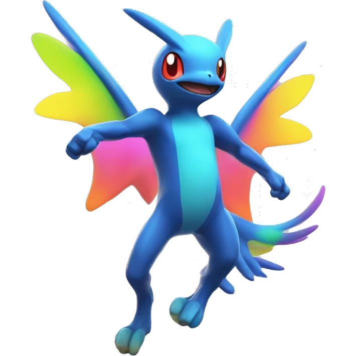 Colorful Neon Colors Flying Fakémon-Pokémon-Creature Full Body emoji
