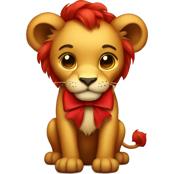 A cute red lion with a bow emoji