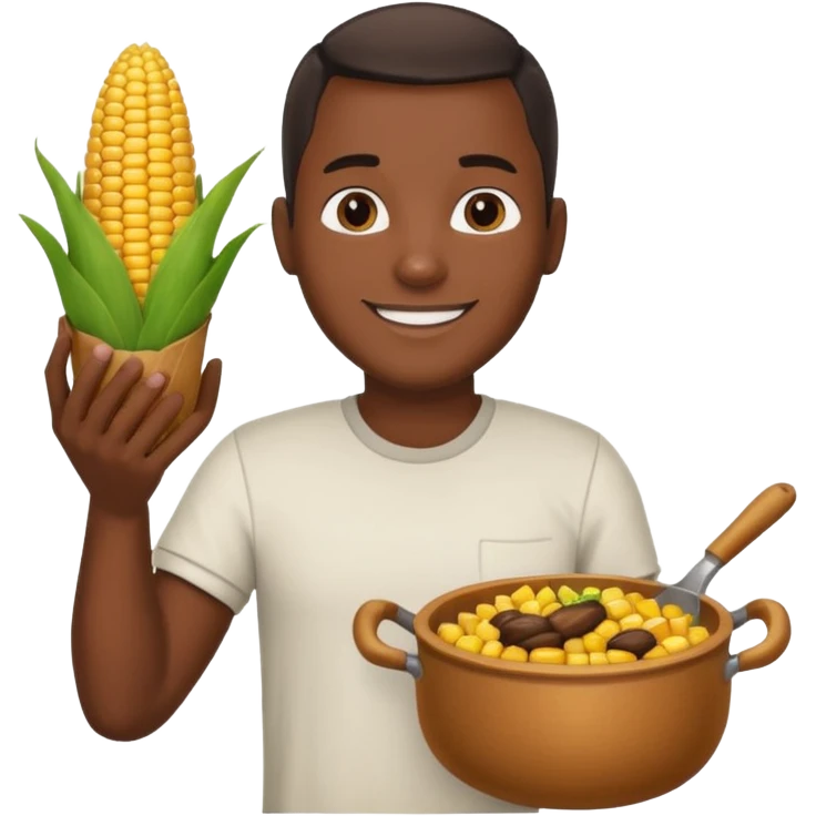 BLACK MAN HOLDING AN COOK CORN POT emoji
