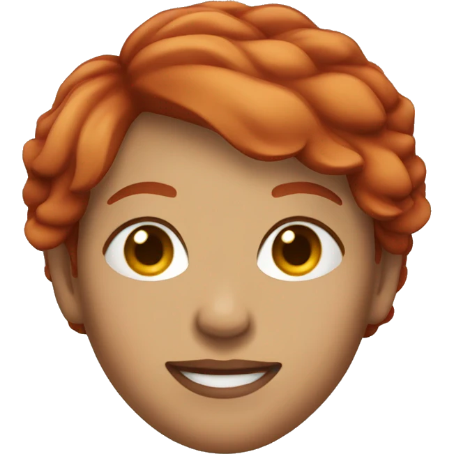 woman with short red hair looking sideays and blnking one eye while smiling emoji