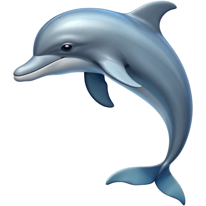Cinematic Noble Bottlenose Dolphin Portrait Emoji, Poised and regal, with a sleek, streamlined body of shiny, glossy blue-gray skin, expressive, intelligent eyes, and a gracefully arched dorsal fin, Simplified yet sharp and sophisticated features, highly detailed, glowing with a radiant, sparkling aquatic glow, high shine, intelligent and majestic, stylized with an air of oceanic refinement, focused and elegant, soft glowing outline, capturing the essence of a watchful and confident dolphin that appears ready to leap out of the screen with effortless power! emoji