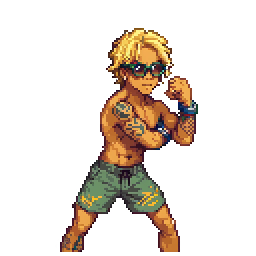 Charles Oliveira UFC fighter with blond hair, signature glasses, tattoos, in a fighting pose emoji