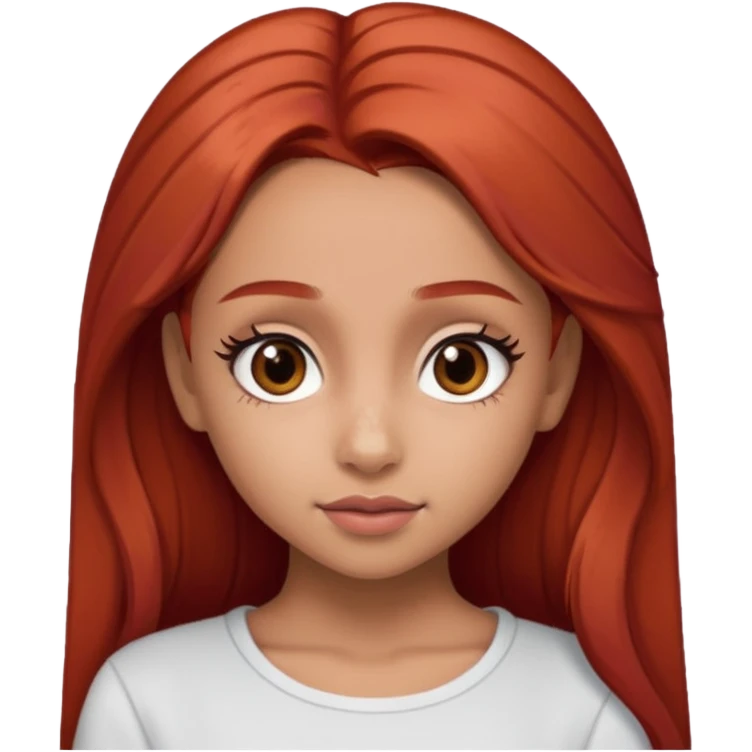 a hispanic girl with red hair, brown eyes, and looks like ariana grande emoji