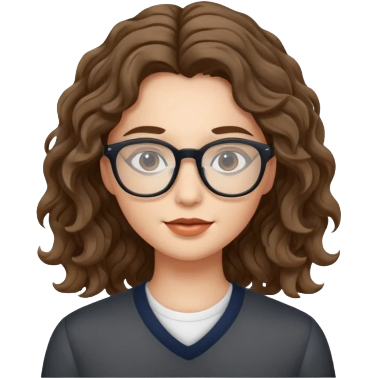 une belle personne avec beaucoup de details, des lunettes, des cheveux ondulé emoji
