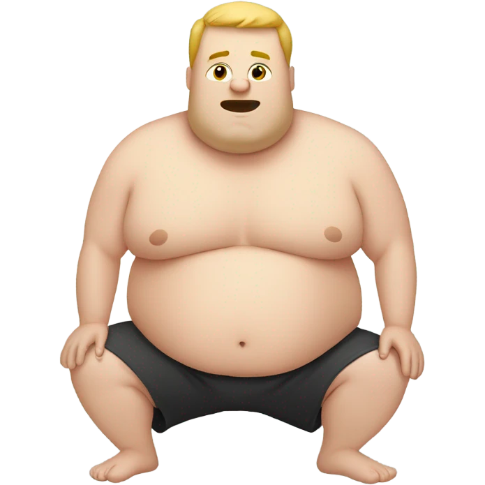 fat white guy shirtless doing sit-ups side view emoji