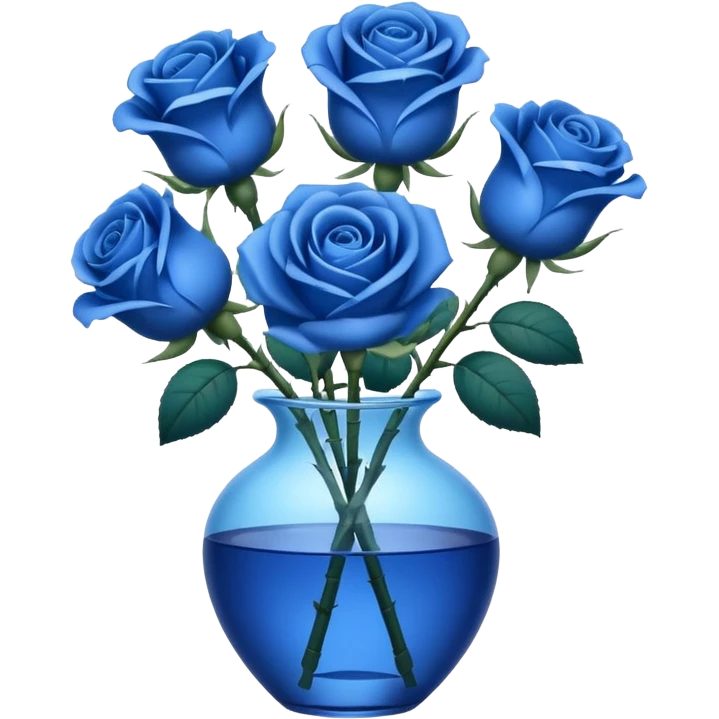  Group of Blue rose in a vase emoji