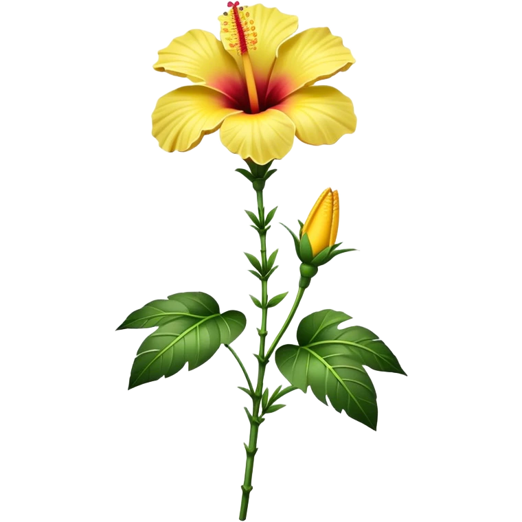 single yellow Hawaiian hibiscus, straight stem emoji