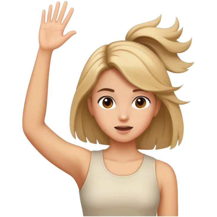 A girl flip her hair back with one arm after proving a point  emoji