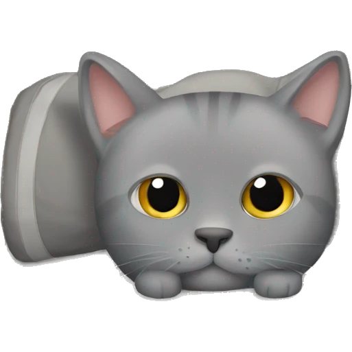 Grey cat hiding behind bed emoji