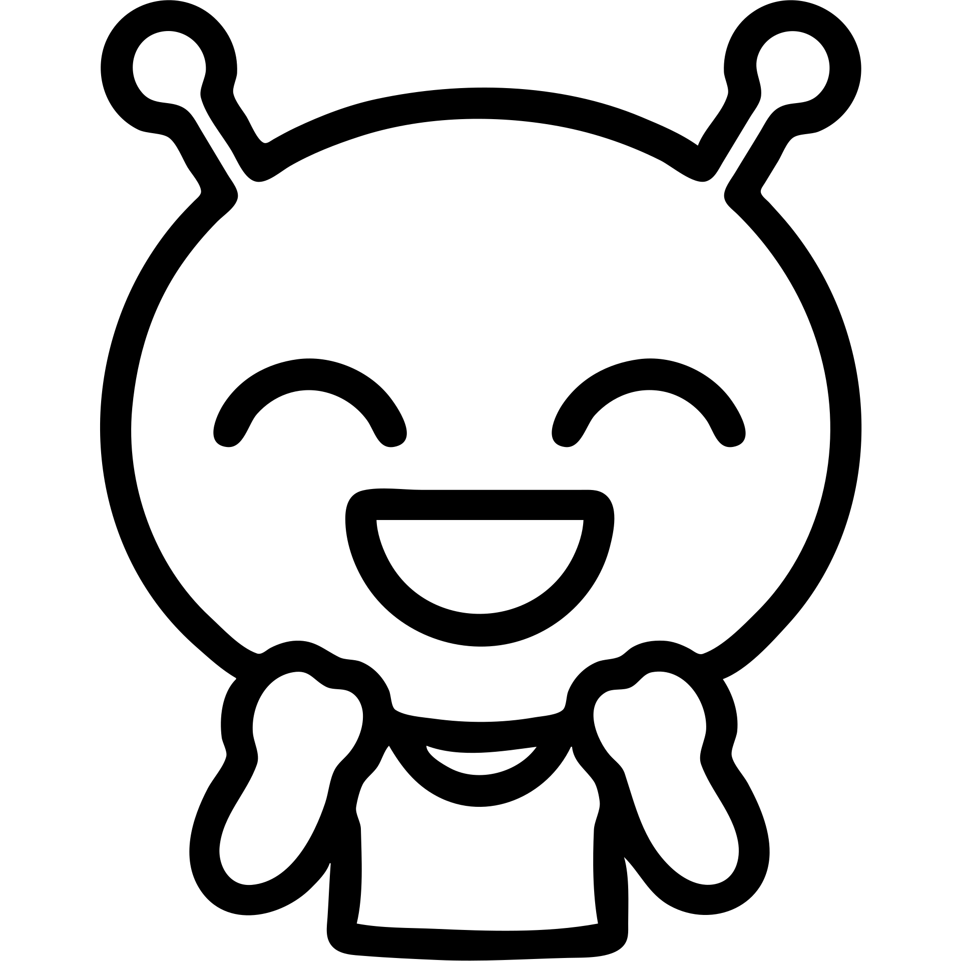 Make the chibi alien emote look happy, keeping it cute and expressive in an outlined icon style with no background. emoji