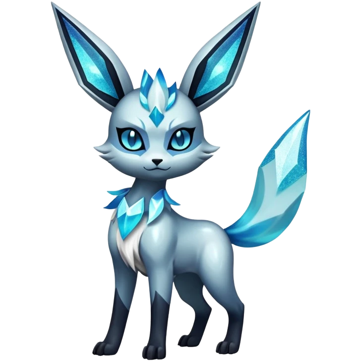 Shiny Edgy Badass Dark Gothic Glittery Ethereal Sparkly Glaceon-Amaura-Aurorus-Fakémon-hybrid-creature (full body)  emoji