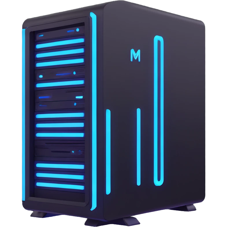 server PC with neon blue glowing components emoji