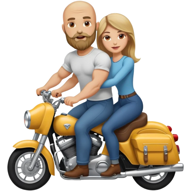 Beautiful dark blonde riding her muscular bald beard husband emoji