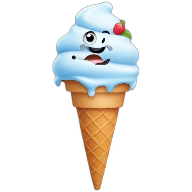 silly face with an ice cream cone on his forehead emoji