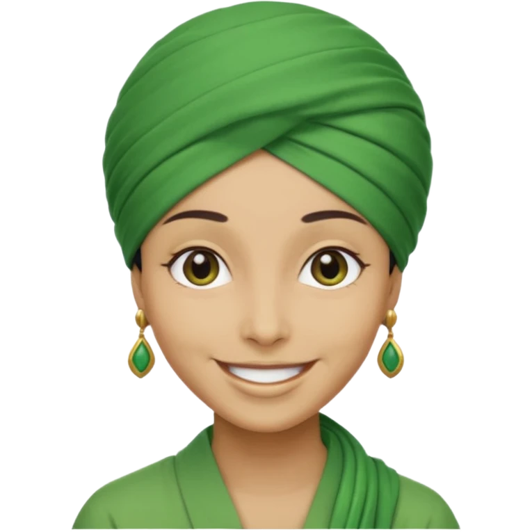 emoji with a green turban, smiling emoji