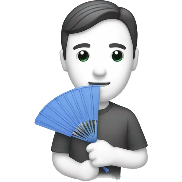 a person holding a fan. emoji