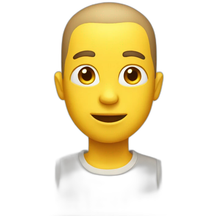 A Yellow emoji with a buzz cut emoji