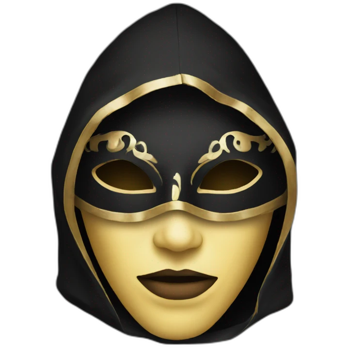 person wearing venetian mask with a black hood emoji