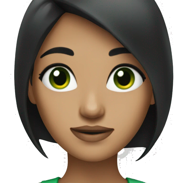 Women with black hair green eyes emoji