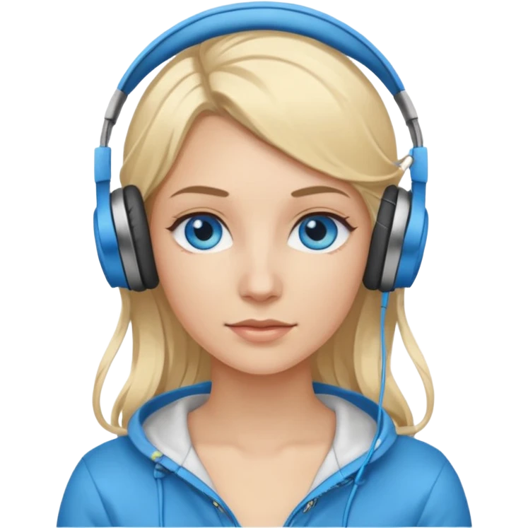 white women blonde hair blue eyes string headphones on  emoji