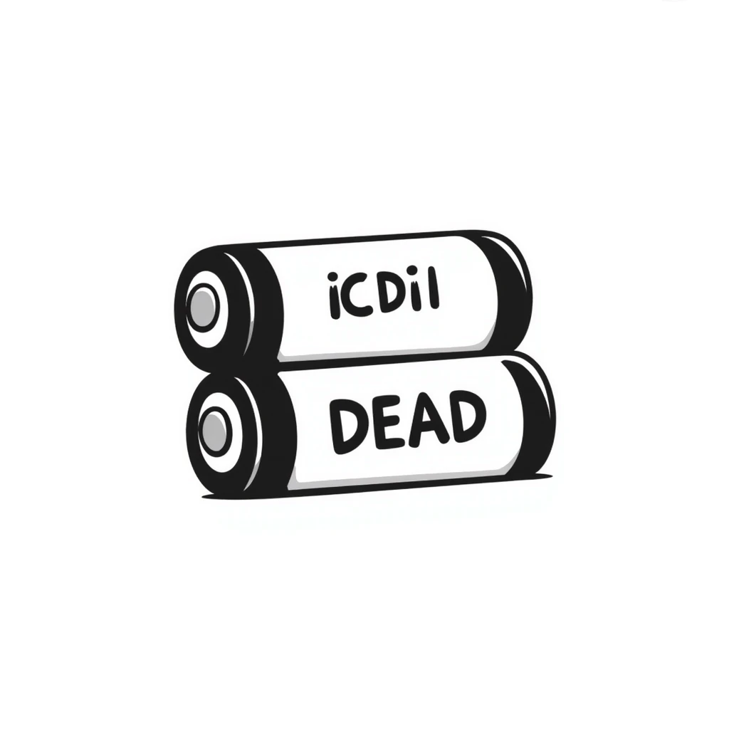 Two dead batteries stacked on top of each other, depleted, empty power emoji
