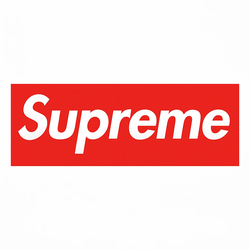 Remove the black border from the Supreme logo, keep only the white text on a red rectangle, no outline, preserve the original style of the logo. emoji
