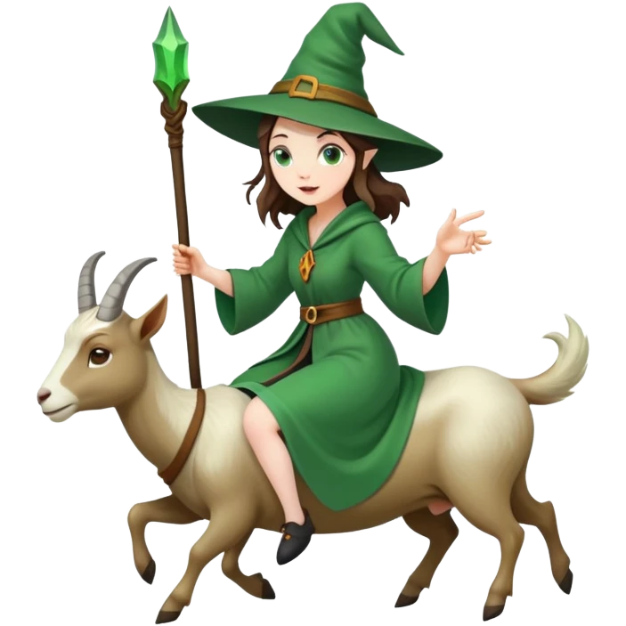 A wich ride goat  emoji