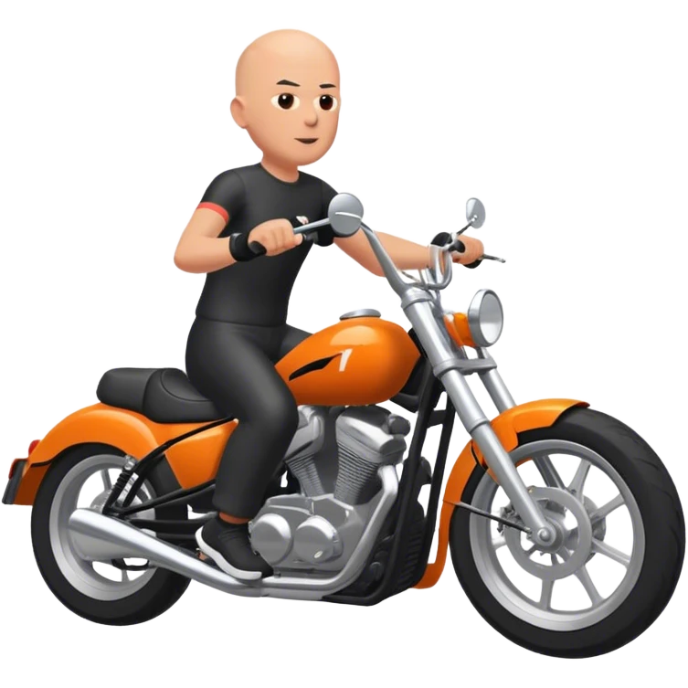 Bald guy riding a motorcycle in Zwift  emoji