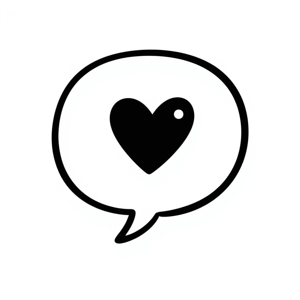 chat bubble with a heart icon, hand-drawn doodle style emoji