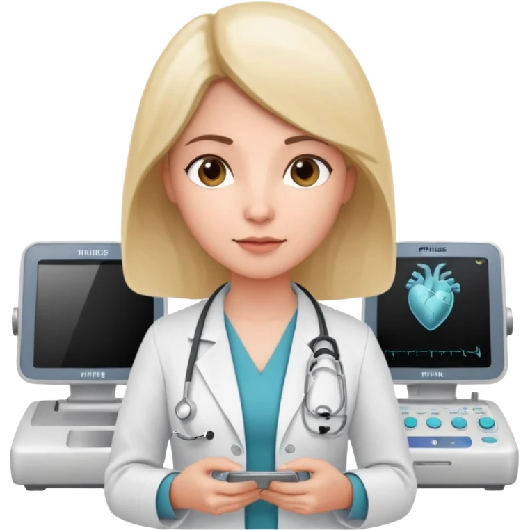Cardiac sonographer with Philips ultrasound machine emoji