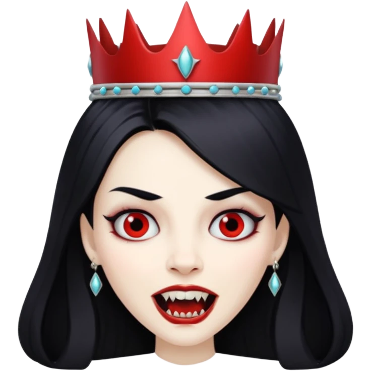 queen vampire with crown and fangs emoji