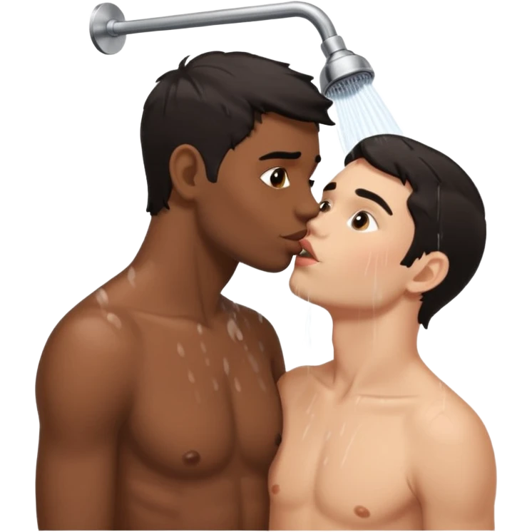 Dark hair adult White male in the shower naked kissing on the lips adult black male emoji