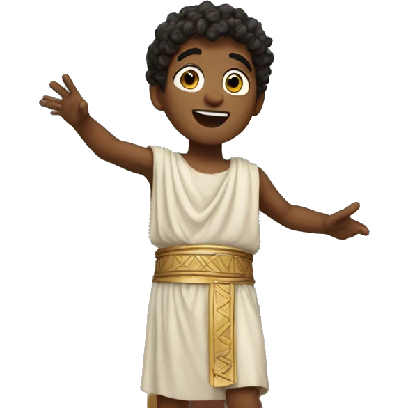 boy in a Ancient Greek costume singing, on stage  emoji