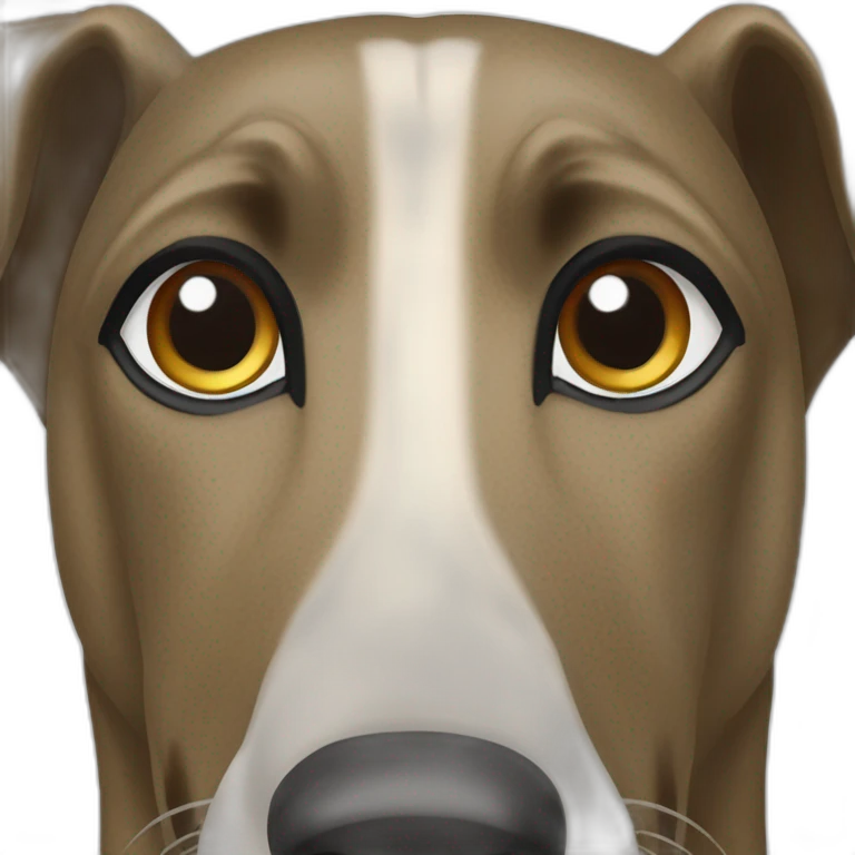 tan greyhound with all tan nose faint black brindle striping that looks like eyebrows emoji