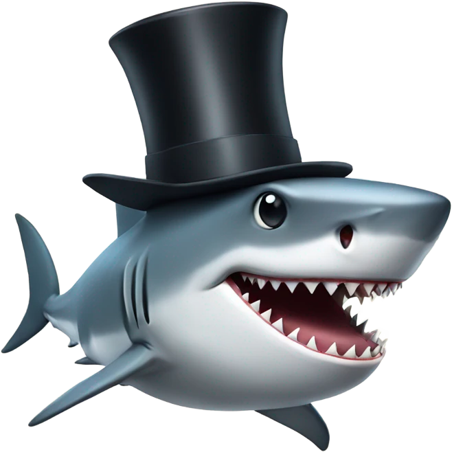 Shark with a top hat emoji