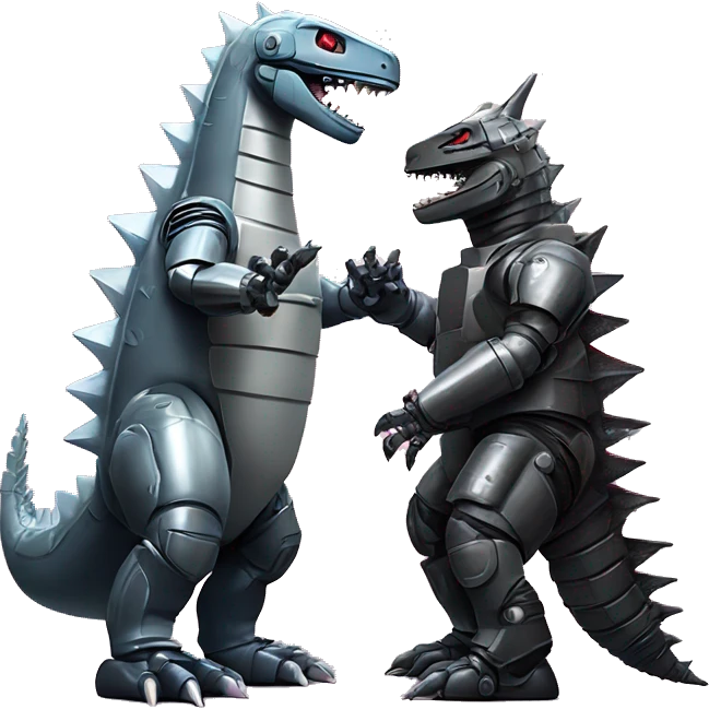 Mechagodzilla and Godzilla in love emoji