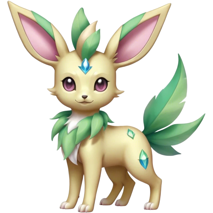Shiny Cool Sparkly Cute Ethereal Leafeon-Sylveon-Fakemon-hybrid-fusion- full body emoji