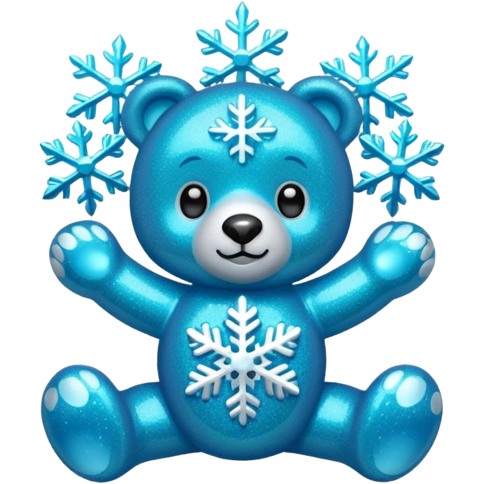 glitter bear with cyan snowflake emoji