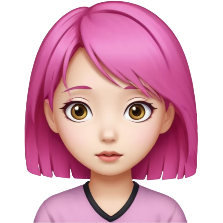 emoji An Asian girl with  pink hair, big eyes,sweet
 emoji