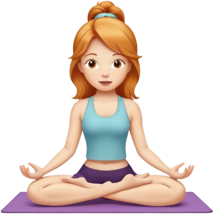 Strawberry blonde girl doing yoga emoji