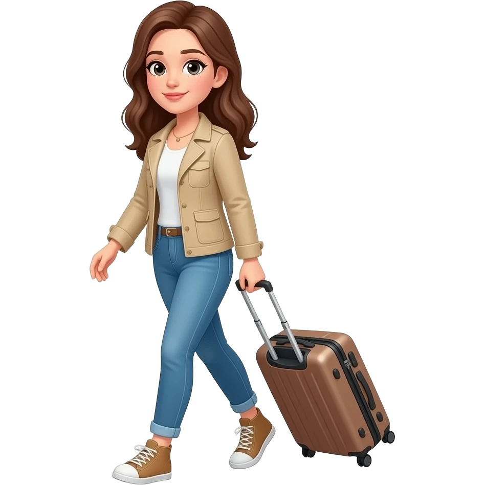 Emoji like real woman going travel alone all body and add a bagage emoji