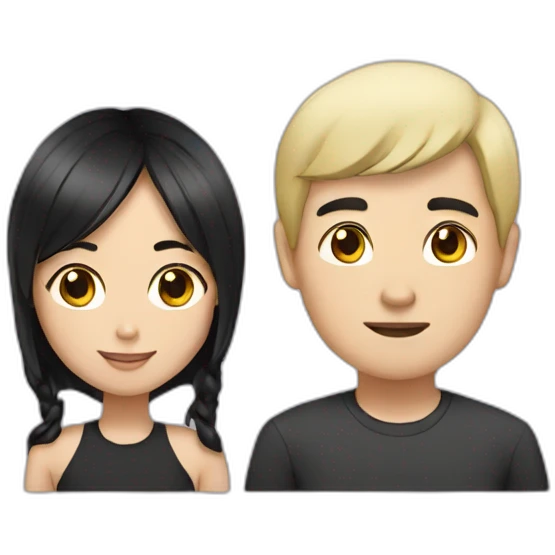 Asian man with black hair and blonde girl emoji
