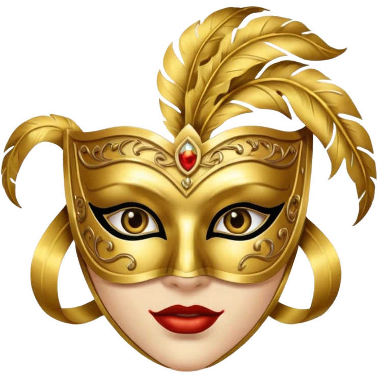 gold masquerade mask with lilia emoji