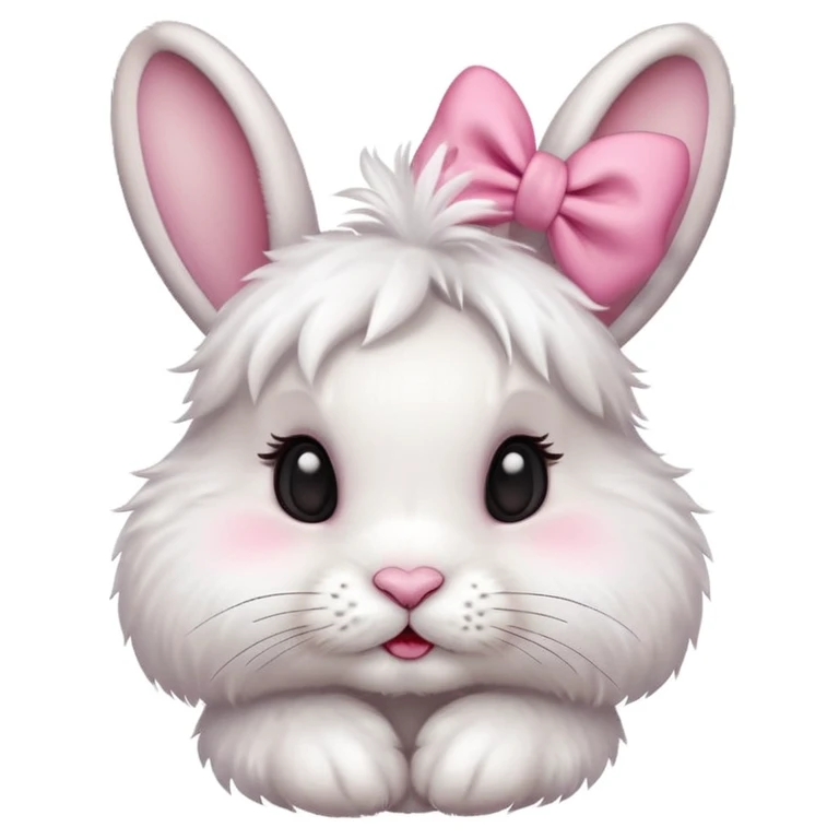 I want a cute rabbit with a bow on its ears making a kissing face  emoji