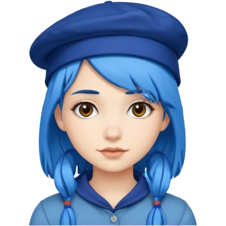 girl, blue hair, blue hat emoji