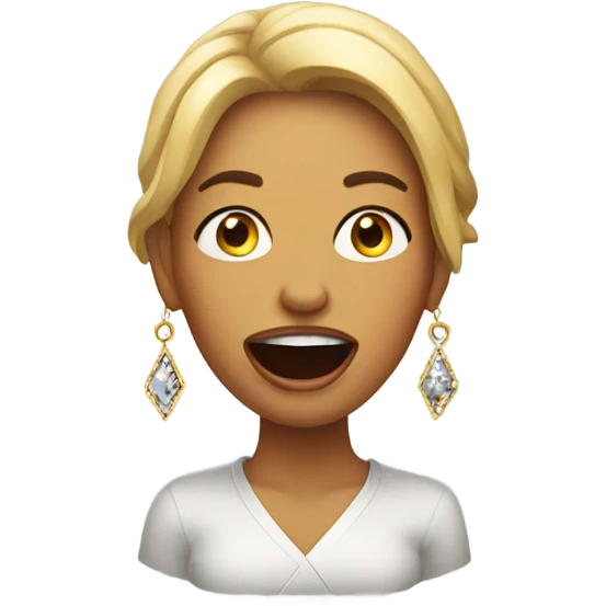 woman with earrings open mouth emoji