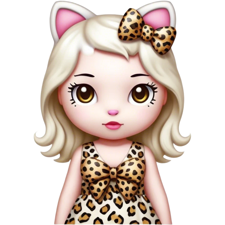 Hello kitty white leopard dress leopard bow emoji