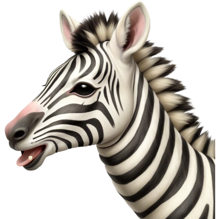 Cinematic Cute Yawning Zebra Portrait Emoji, Head tilted slightly with a dramatic, wide-open yawn, showcasing a soft, downy striped fur with gently drooping ears, a long, elegant equine snout, and round eyes barely open in drowsy contentment, Simplified yet irresistibly adorable features, highly detailed, glowing with a soft, cozy glow, high shine, relaxed yet expressive, stylized with a touch of savannah charm, bright and endearing, soft glowing outline, capturing the essence of a sleepy yet affectionate zebra that feels like it could stretch out of the screen and curl up for a nap! emoji