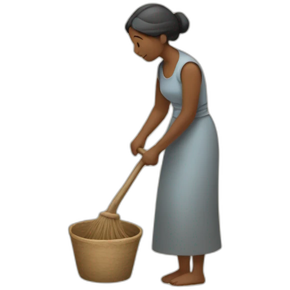 An ancient woman doing chores emoji