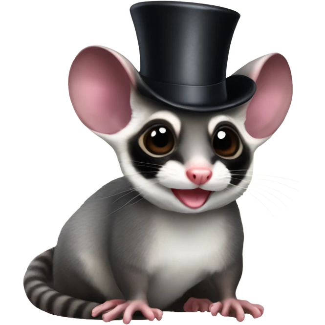 Sugar glider with a top hat  emoji